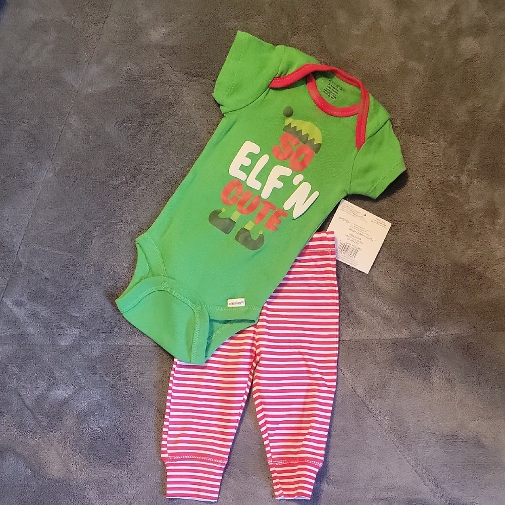 Adorable Green and Red Elf Bodysuit Set for Kids